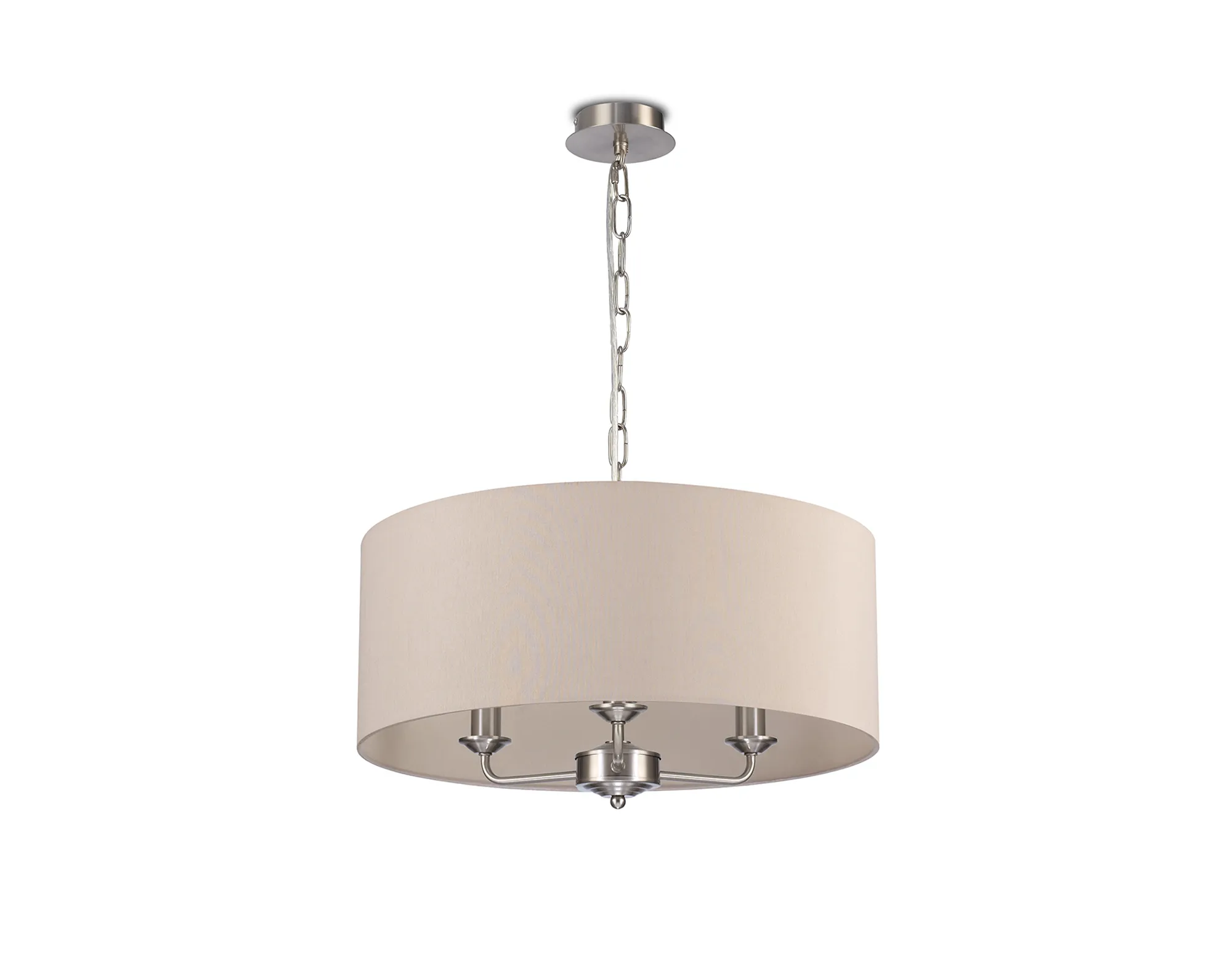 Banyan 50cm 3 Light Pendant Satin Nickel, Nude Beige/Moonlight DK0076  Deco Banyan SN NU
